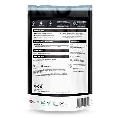 Vivo Life - Creatine Monohydrate Powder Micronised - Vegan, Unflavoured (8.8 oz, 84 Servings)