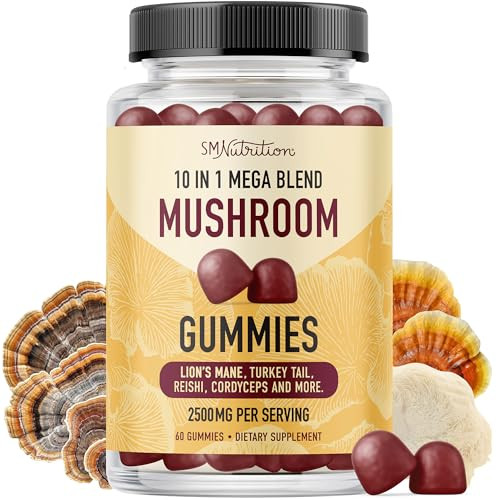 10 Mushroom Complex Supplement | 1300+ MG Blend with Lions Mane, Turkey Tail, Cordyceps, Reishi, Shiitake, Maitake, Chaga & White Button Mushroom | I
