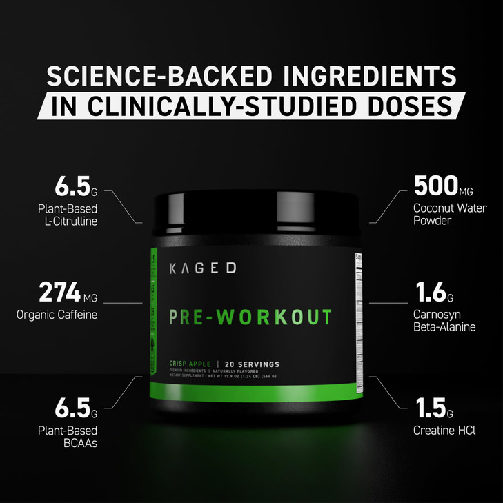 Kaged Original Pre Workout Powder | Grape | Pre-Kaged | Formulated with Creatine, Beta Alanine, Pure Caffeine | 20 Servings