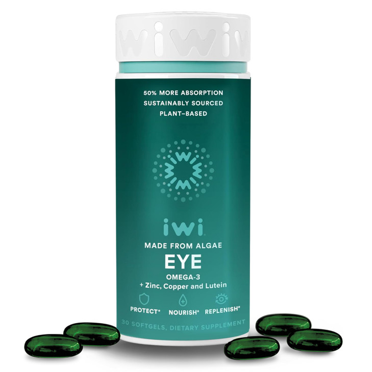 Iwi Life Eye Omega-3, 30 Softgels (30 Servings), Vegan Plant-Based Algae Omega 3 with EPA + DHA, Healthy Eye & Vision Support Dietary Supplement, Kri