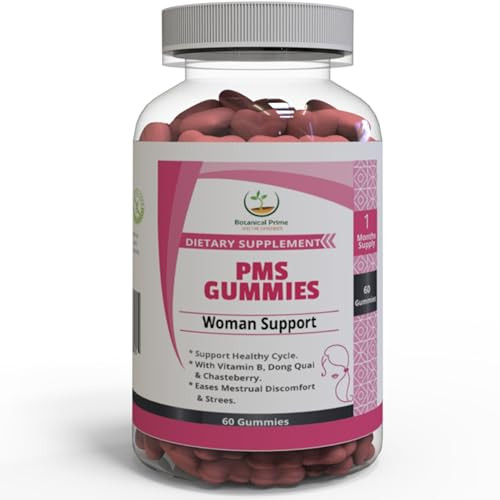 BOTANICAL PRIME PMS Support Gummies  30 Servings  Supports Hormonal Balance, Bloating, Cramps & Mood with Chasteberry, Vitamin B6, Lemon Balm & Don