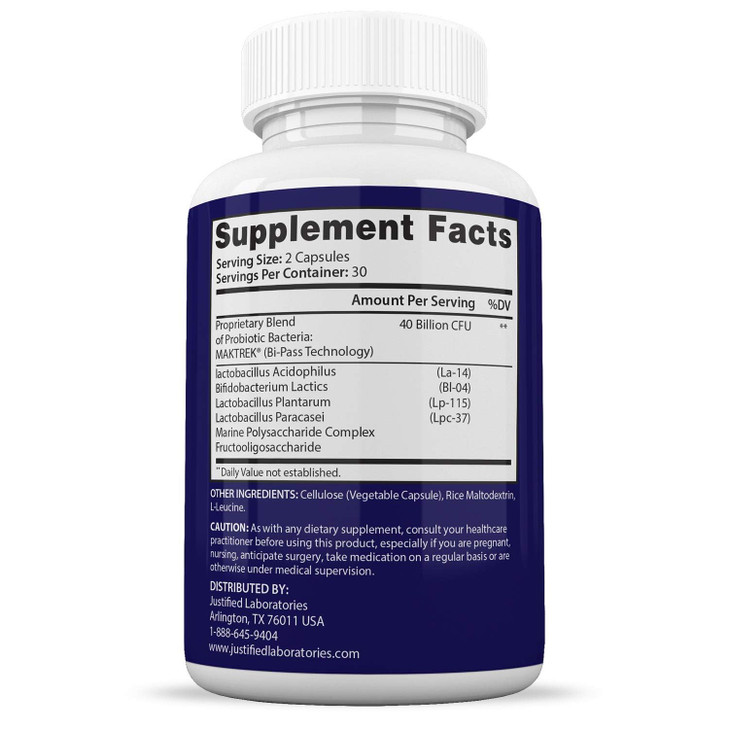 Justified Laboratories Clear Nails Plus Max Pills 40 Billion CFU Probiotic 60 Capsules