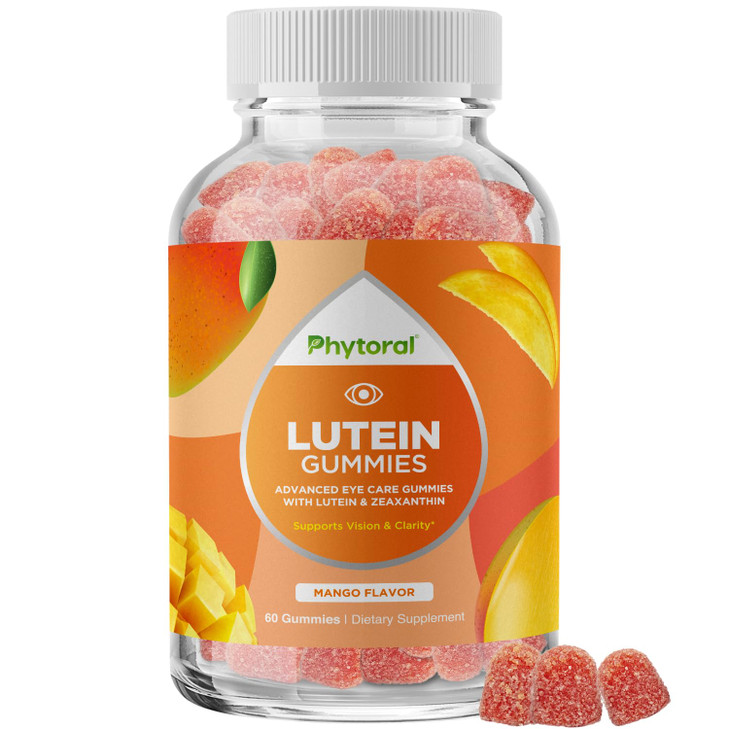 Phytoral Adults Lutein Gummies - Mango Flavored Potent Lutein and Zeaxanthin Supplements for Eye Health - Eye Vitamins for Blue Light Protection, Dry