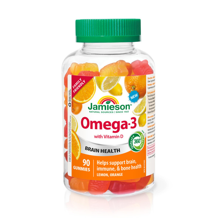 Jamieson Omega-3 Gummies, Family Friendly, Assorted Fruit Flavours, 90 Count
