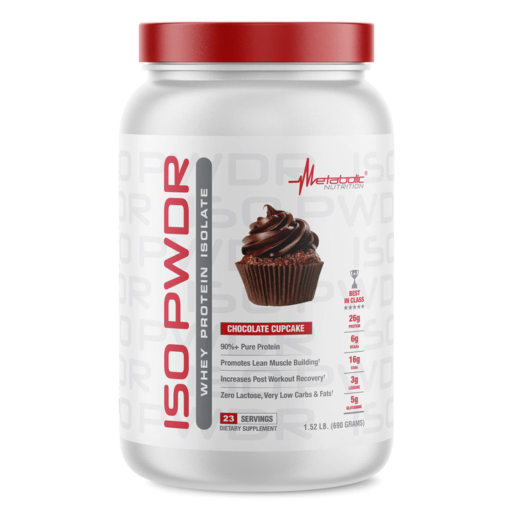 Metabolic Nutrition Whey Protein Isolate ISO PWDR Chocolate Cupcake, 1.54lb, 23 Servings, 26g Protein, Fast Digesting, Zero Carbs, Delicious Flavor,