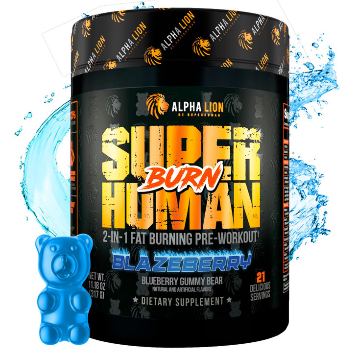 ALPHA LION Superhuman Burn, 2 in 1 Metabolism Booster Pre Workout and Men's Thermogenic Fat Burner, Sour Gummy Bear (Hulk Juice), Package Varies