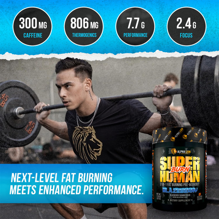 ALPHA LION Superhuman Burn, 2 in 1 Metabolism Booster Pre Workout and Men's Thermogenic Fat Burner, Sour Gummy Bear (Hulk Juice), Package Varies