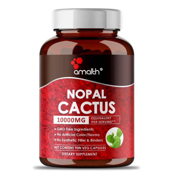 AMALTH Nopal Cactus Extract 1000 mg for Antioxidant, Skin, Metabolism, Wellness, Heart Health Support - 120 Veggie Capsules - Non-GMO, Gluten-Free, V