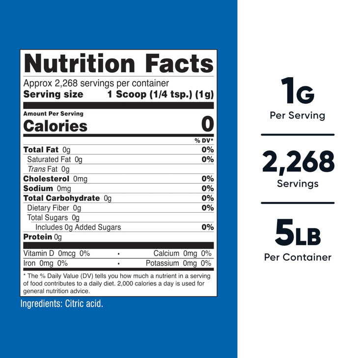 Nutricost Citric Acid Powder (5LB) - Non-GMO, Gluten Free