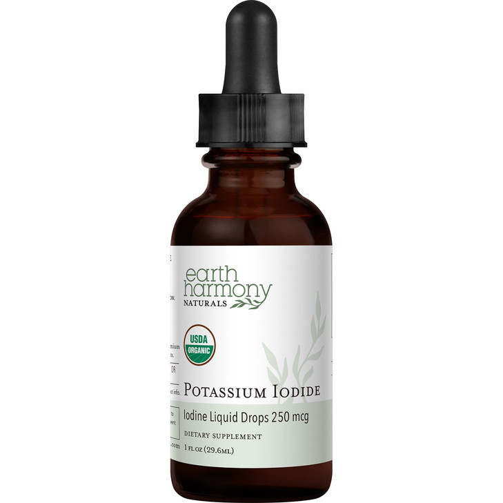 USDA Organic Potassium Iodide 250 mcg Liquid Supplement 2-Pack (1-Year Supply) - Supports The Thyroid Gland and Helps Exposure & Low Levels of Iodine