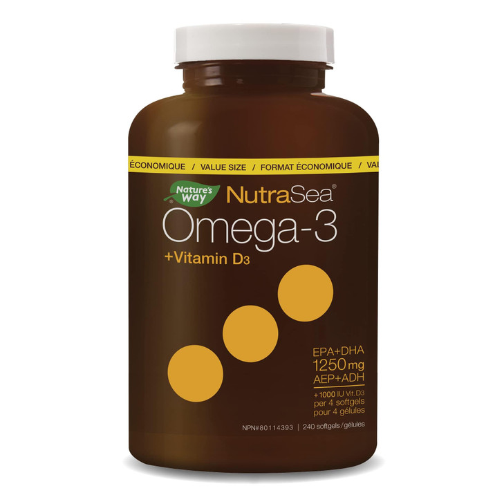 NUTRA SEA Omega-3 Plus Vitamin D Capsules, 240 CT