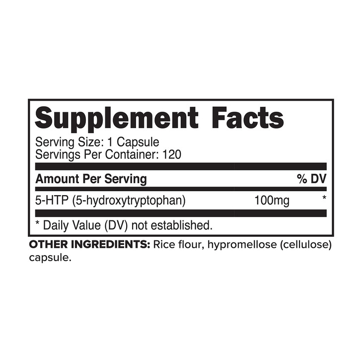 Primaforce 5-HTP 100mg Supplement, 120 Capsules, 100mg Per Serving, 5-Hydroxytryptophan