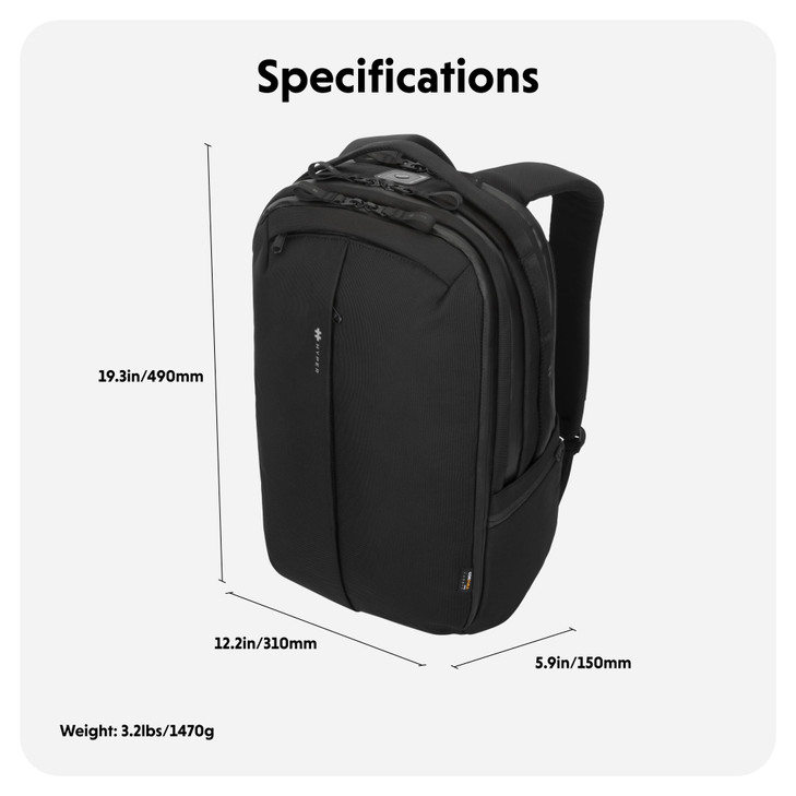 HyperPack Pro 22L Slim Travel Backpack with 'Find My' Compatibility - Fits up to 16 Laptop. Anti Theft w/RFID Protective Pocket.