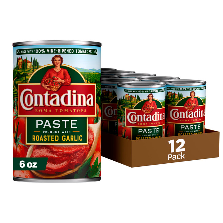 Contadina Tomato Paste with Roasted Garlic, 6 oz (Pack of 12)
