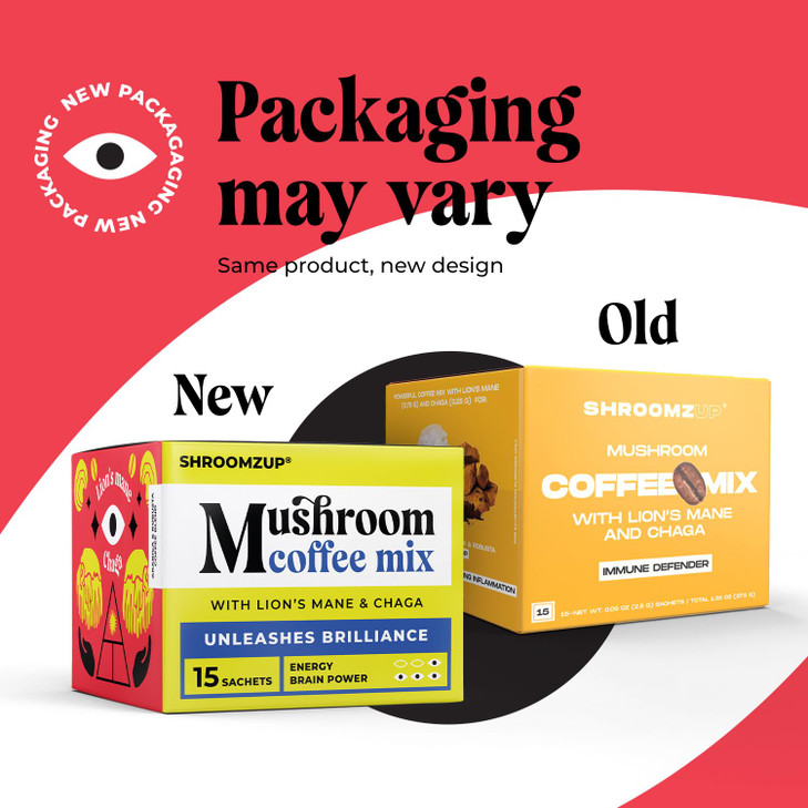 Instant Mushroom Coffee with Lions Mane and Chaga - 15 Pack - Nootropic Superfood Mushroom Coffee Instant - Arabica and Robusta Shrooms Instant Coffe