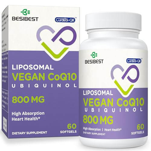 Liposomal Ubiquinol CoQ10 800 MG Softgel, High Absorption CoQ10 Ubiquinol Supplement, Active Coenzyme Q10 800mg, Powerful Antioxidant for Heart & Bra