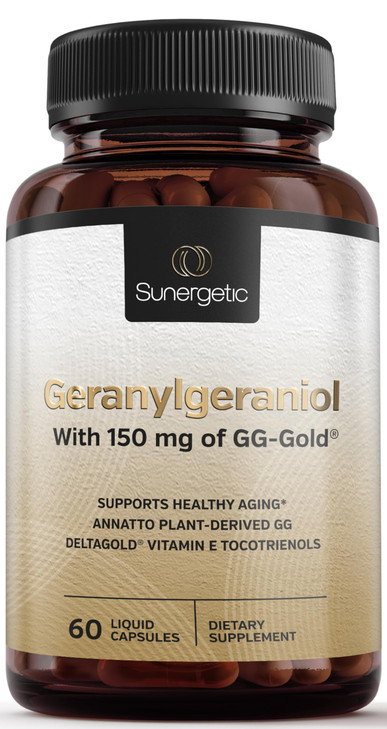Sunergetic Premium Geranylgeraniol Supplement - GG-Gold 150mg with DeltaGold Vitamin E Tocotrienols- Annatto Derived GG for Statin Users, Heart Healt