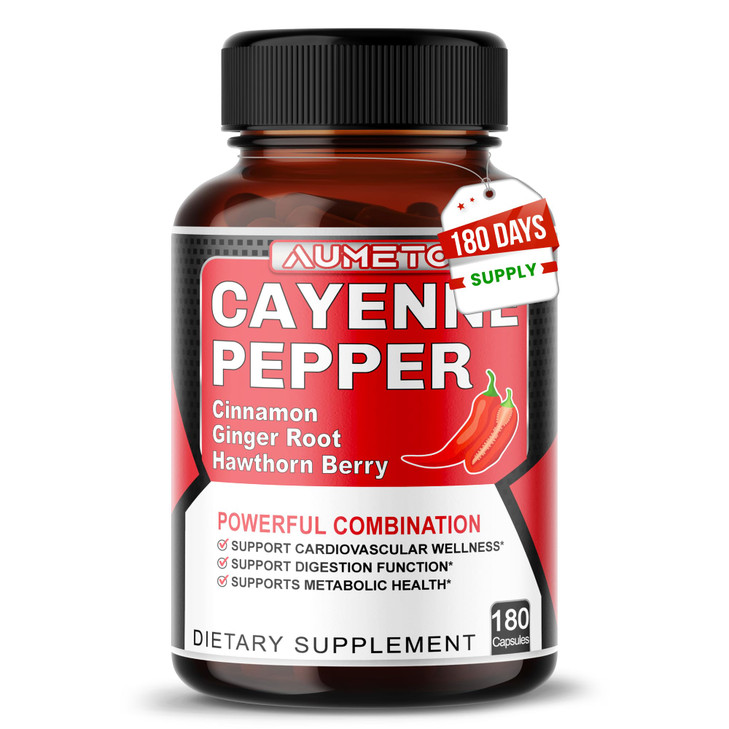 Cayenne Pepper Capsules - Ultra Complex with Cinnamon, Ginger, Cardamom, Hawthorn Berry - Support Digestion, Circulation & Overall Wellness (180 Coun