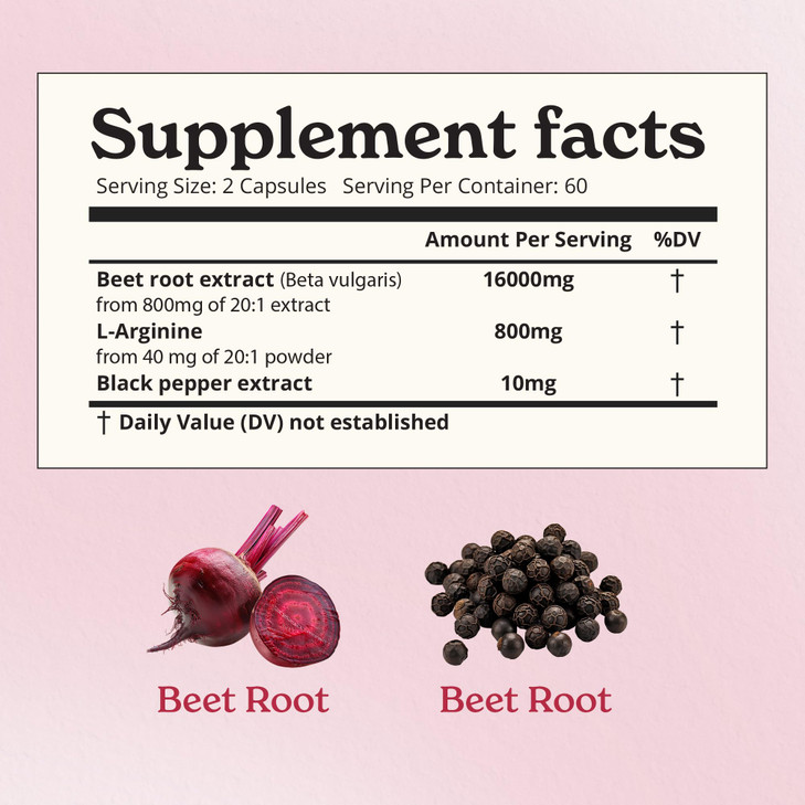Better Alt 16000mg Beet Root Powder Capsules (120 Capsules)| with 800 mg L Arginine, 10 mg Black Pepper| Boost Performance