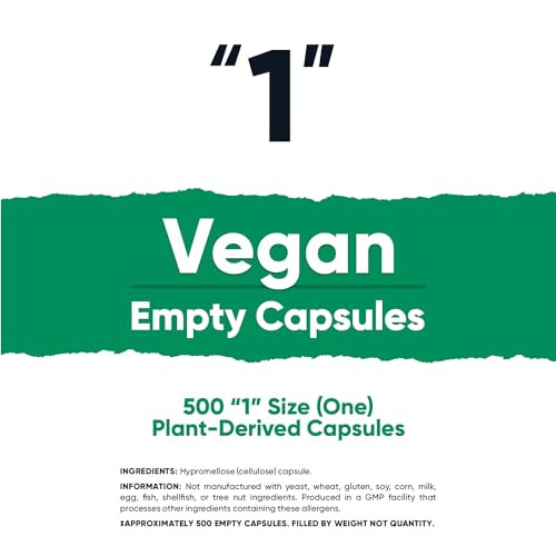Nutricost Empty Capsules Size 1 Vegan - 500 Clear Empty Plant-Based Capsules - Kosher Certified, Halal Certified, Non-GMO, Soy Free, Gluten Free, Veg