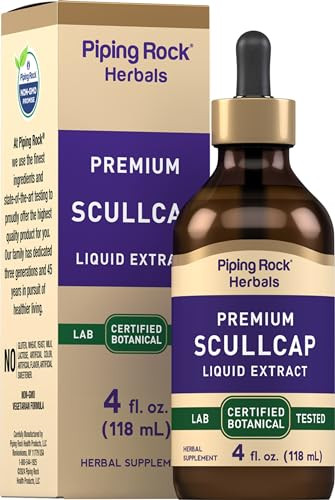 Piping Rock Scullcap Herb Tincture | 4 Fl Oz | Liquid Extract Supplement Drops | Scutellaria Lateriflor | Vegetarian & Alcohol Free | Non-GMO, Gluten