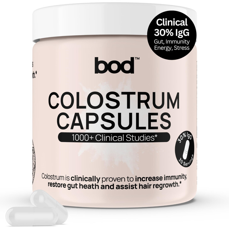 Bod Colostrum Capsules, Colostrum Supplement for Skin & Hair Growth Support, Immune Support, Gut Health, Muscle & Wellness, IgG 30% Pure Superfood Bo