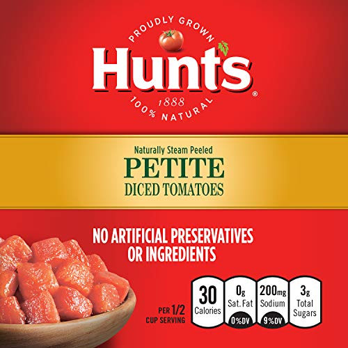 Hunts Petite Diced Tomatoes, Perfect for Chili & Soups, 14.5 oz. Can (Pack of 12)