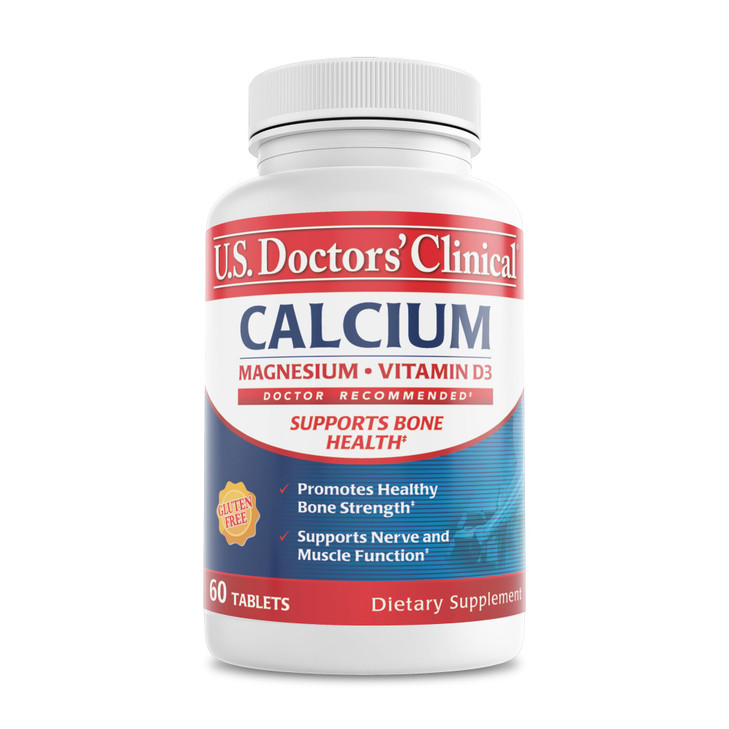U.S. Doctors' Clinical 1200mg Calcium Citrate & Carbonate Complex with Magnesium & Vitamin D3 - Calcium Supplement for Bone Strength, Muscles & Nerve