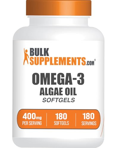BulkSupplements.com Omega-3 Softgels - from Algal Oil, Algae Oil Omega 3 Supplement - Gluten Free, 1 Softgel per Serving, 180 Count (Pack of 1)