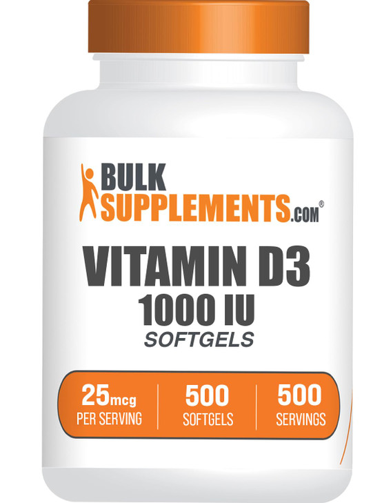 BulkSupplements.com Vitamin D3 1000IU Softgels - Cholecalciferol, D3 Supplement, Vitamin D 1000 IU - 1 Vitamin D3 Softgel (25mcg of Vitamin D) per Se