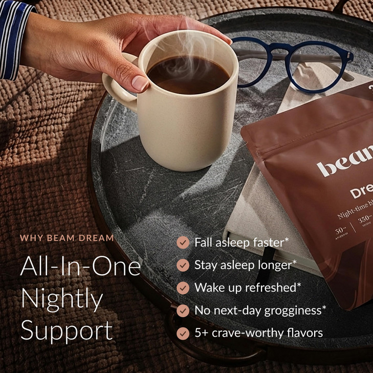 Beam Dream Sleep Powder Chocolate Berry, L-Theanine, Apigenin, Reishi & Magnesium, Third Party Tested Natural Sleep Aid & Sleep Supplement, Health an