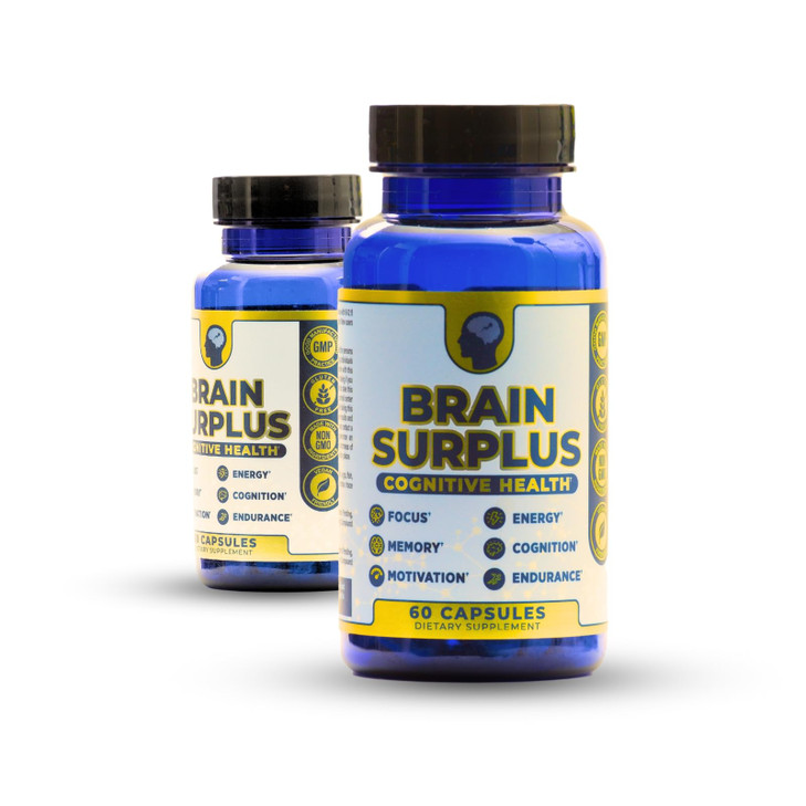 Brain Surplus, Cognitive Enhancement For Memory, Focus, Energy, Ginkgo Biloba, Vitamin B12 and more, non GMO, Vegan, Gluten Free