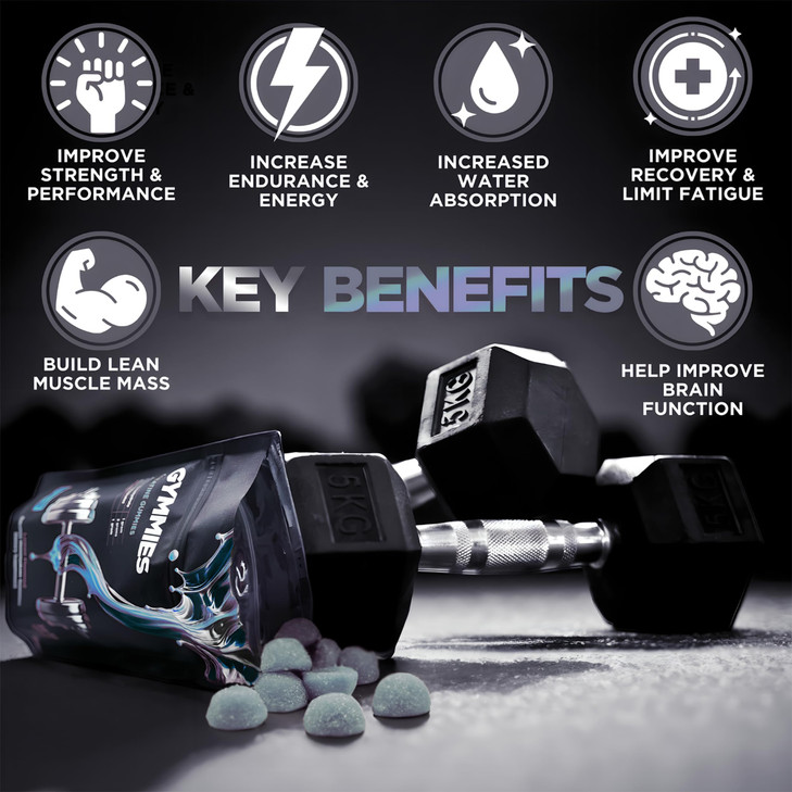 GYMMIES Creatine Monohydrate Gummies - Muscle Growth, Performance, Endurance - 5 Gram Creatine per Serving - Vegan, Non-GMO, Gluten-Free, Made in USA