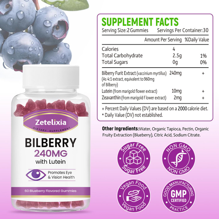 Zetelixia Lutein Gummies with Bilberry