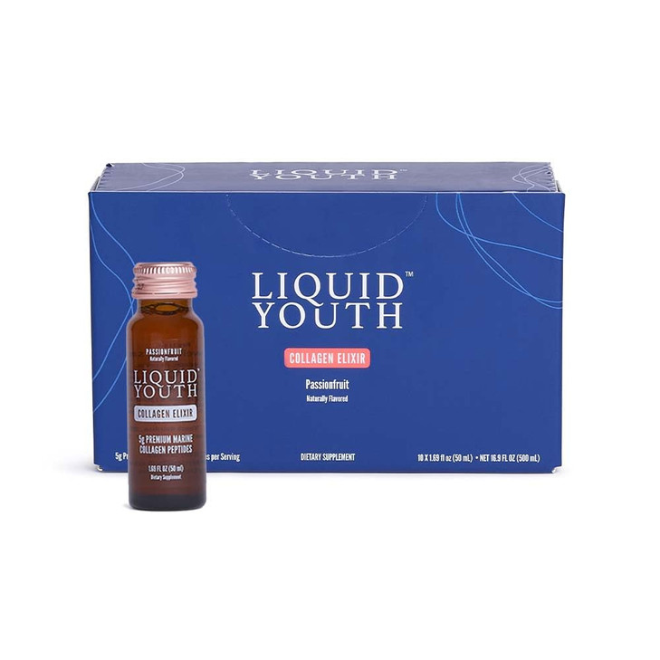LIQUID YOUTH Liquid Collagen Elixir Shot for Women & Men - Premium Liquid Marine Collagen for Hair Growth, Skin, Nail, Bone & Joint Health - Travel-F