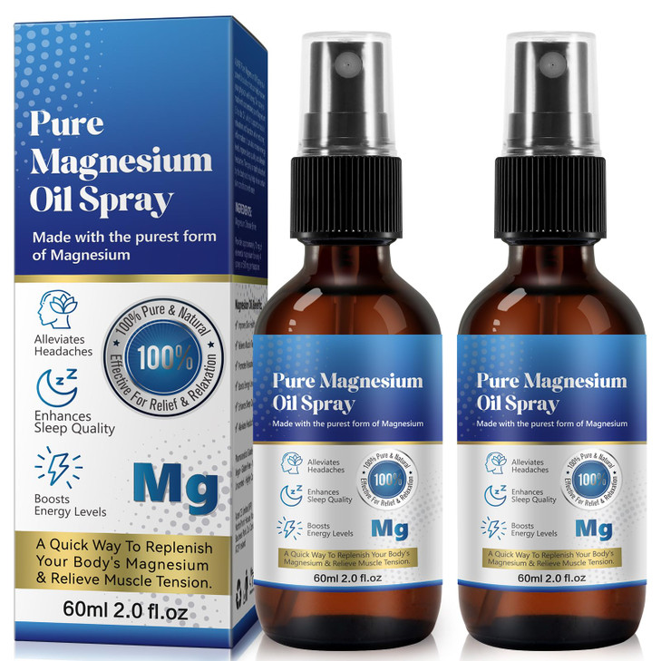 Generic 2 Pack Pure Magnesium Oil Spray, Magnesium Oil Spray, 100% Pure & Natural Organic Concentrated Magnesium Chloride Oil