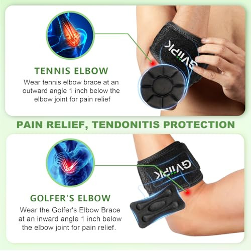 Gviipk Tennis Elbow for Men Women, Adjustable Elbow Strap for Tendonitis with Compression Pad, Golfers Elbow Brace for Pain Relief, Arm Forearm Brace