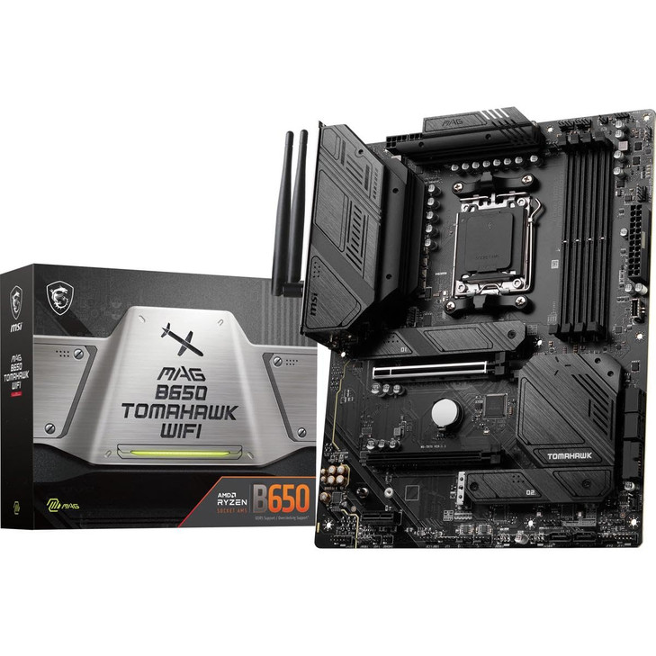 MSI MAG B650 Tomahawk WiFi Gaming Motherboard (AMD Ryzen 9000/8000/7000 Series Processors, AM5, DDR5, PCIe 4.0, M.2, SATA 6Gb/s, USB 3.2 Gen 2, HDMI/