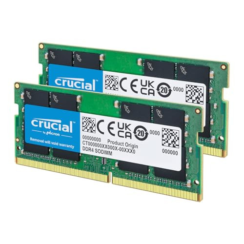 Crucial 32GB DDR4 RAM Kit (2x16GB), 3200MHz (PC4-25600) CL22 Laptop Memory, SODIMM 260-Pin, Downclockable to 2933/2666MHz, Compatible with 13th Gen I