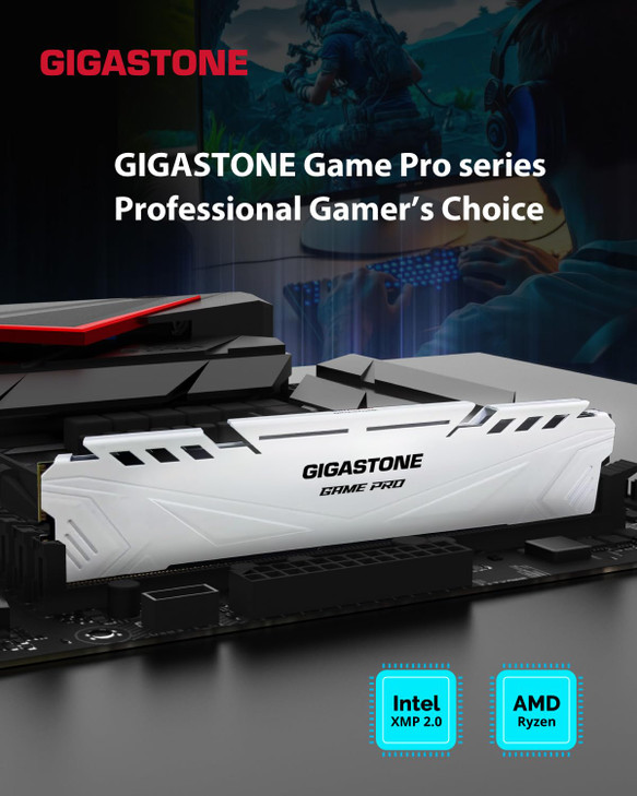 ?DDR4 RAM? GIGASTONE Game PRO 32GB Kit (2x16GB) DDR4 3200MHz PC4-25600 CL 16-18-18-40 Intel XMP 2.0 AMD Ryzen 1.35V UDIMM 288 Pin Unbuffered Non ECC