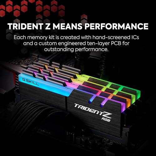 G.SKILL Trident Z RGB Series DDR4 RAM (XMP) 32GB (2x16GB) 3200MT/s CL16-18-18-38 1.35V Intel AMD Desktop Computer Memory U-DIMM (F4-3200C16D-32GTZR)