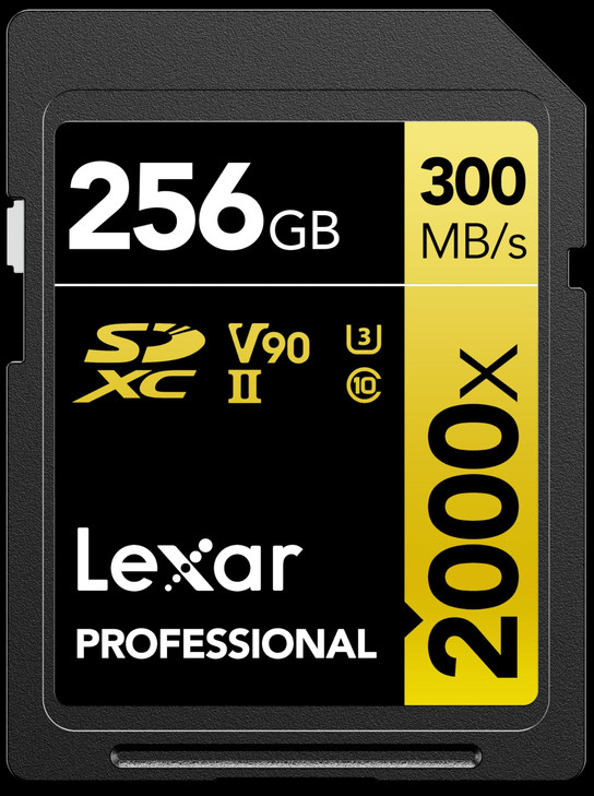 Lexar 256GB Professional 2000x SD Card, UHS-II, C10, U3, V90, Full HD, 8K, Up To 300MB/s Read SDXC Memory Card, for DSLR, Cinema-Quality Video Camera