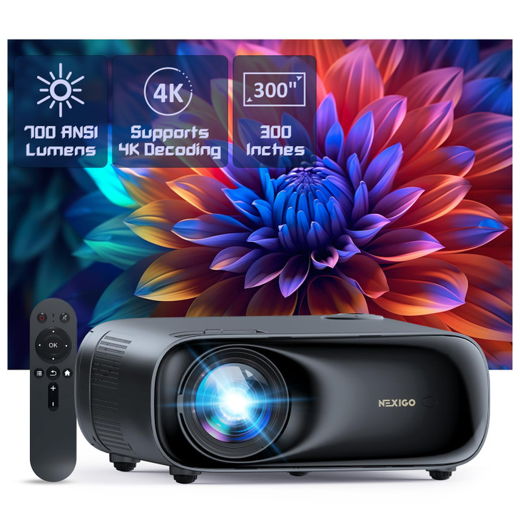 NexiGo PJ40 (Gen 3) Projector with WiFi and Bluetooth, D65 Calibrated, Native 1080P, 4K Supported, Projector for Outdoor Movies, 20W Speakers, Home T