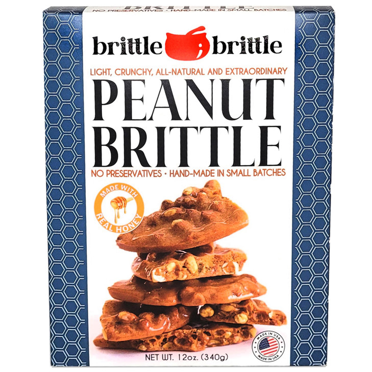 brittle-brittle Peanut Brittle Candy, Handmade Old Fashioned Peanut Brittle Made with Honey, All Natural, Gluten Free, Perfect Snack or Gift, 12 oz