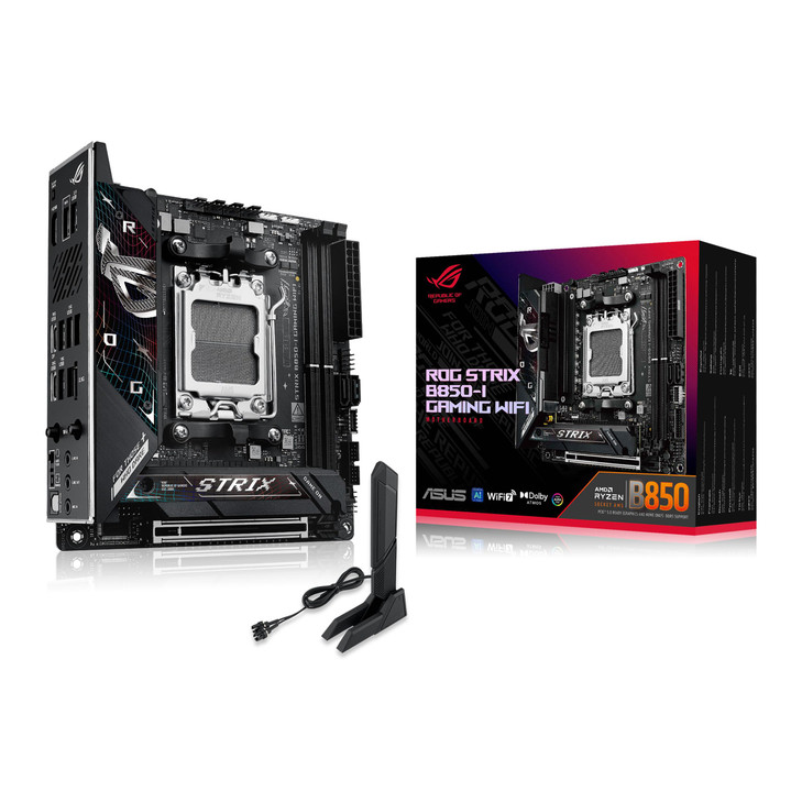 ASUS ROG Strix B850-I Gaming WiFi AMD AM5 B850 Mini-ITX mITX Motherboard 10+2+1 Stages, DDR5, 2.5G LAN, WiFi 7, 2X M.2, PCIe® 5.0 x16, USB 20Gbps Typ