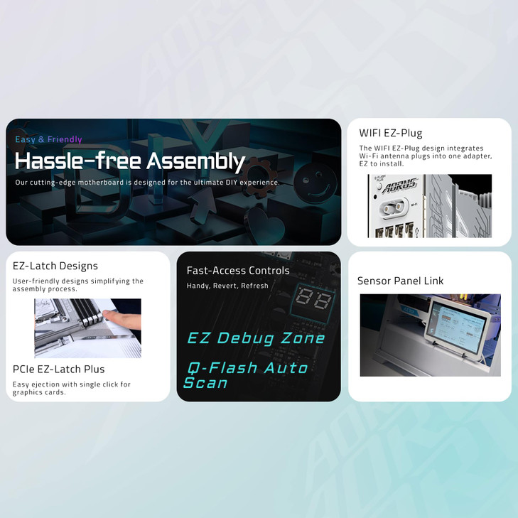 GIGABYTE X870E AORUS PRO ICE AMD AM5 LGA 1718 Motherboard, ATX, DDR5, 4X M.2, PCIe 5.0, USB4, WIFI7, 2.5GbE LAN, EZ-Latch, 5-Year Warranty