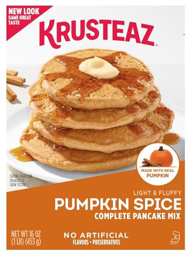 Krusteaz Baking Mix, Pumpkin Spice Complete Pancake Mix, Light & Fluffy, Made with Real Pumpkin & No Artificial Flavors or Preservatives, 16 OZ Box (