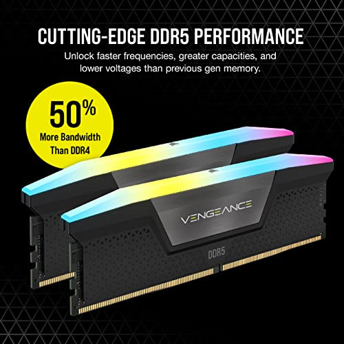 CORSAIR VENGEANCE RGB DDR5 RAM 32GB (2x16GB) 6000MHz CL30-36-36-76 1.40V AMD EXPO Intel XMP Desktop Computer Memory - Gray (CMH32GX5M2B6000Z30K)