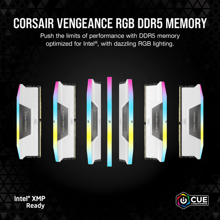 CORSAIR VENGEANCE RGB DDR5 RAM 32GB (2x16GB) 6000MHz CL36-44-44-96 1.35V Intel XMP 3.0 Desktop Computer Memory - White (CMH32GX5M2E6000C36W)