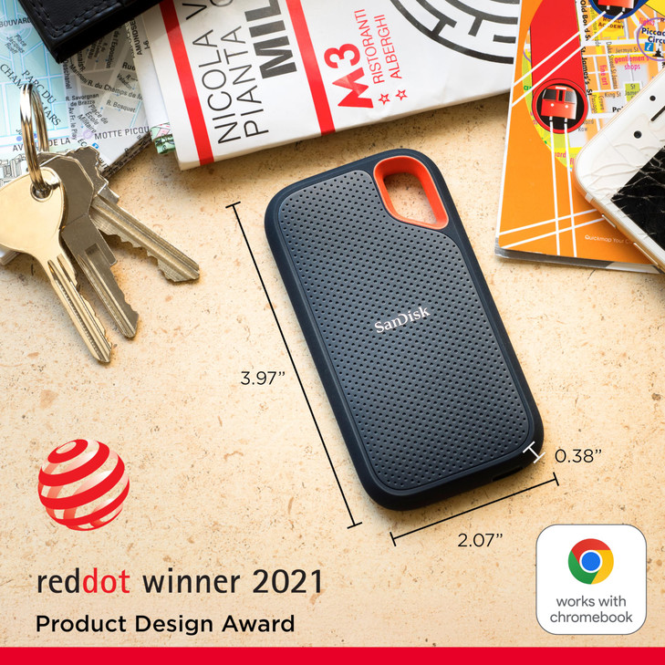 SanDisk 4TB Extreme Portable SSD - Up to 1050MB/s, USB-C, USB 3.2 Gen 2, IP65 Water and Dust Resistance, Updated Firmware - External Solid State Driv